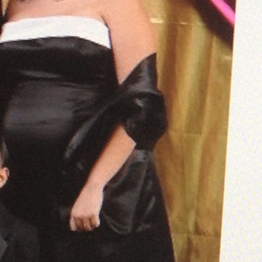 Black with white strapless gown
